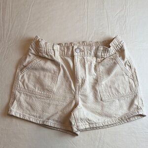 Old Navy Girl's Crème Denim Elastic Waist Button Zip Cargo Shorts Size XL